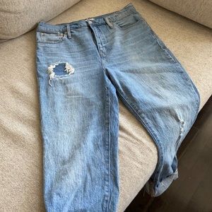 Madewell high rise boyfriend style jeans.